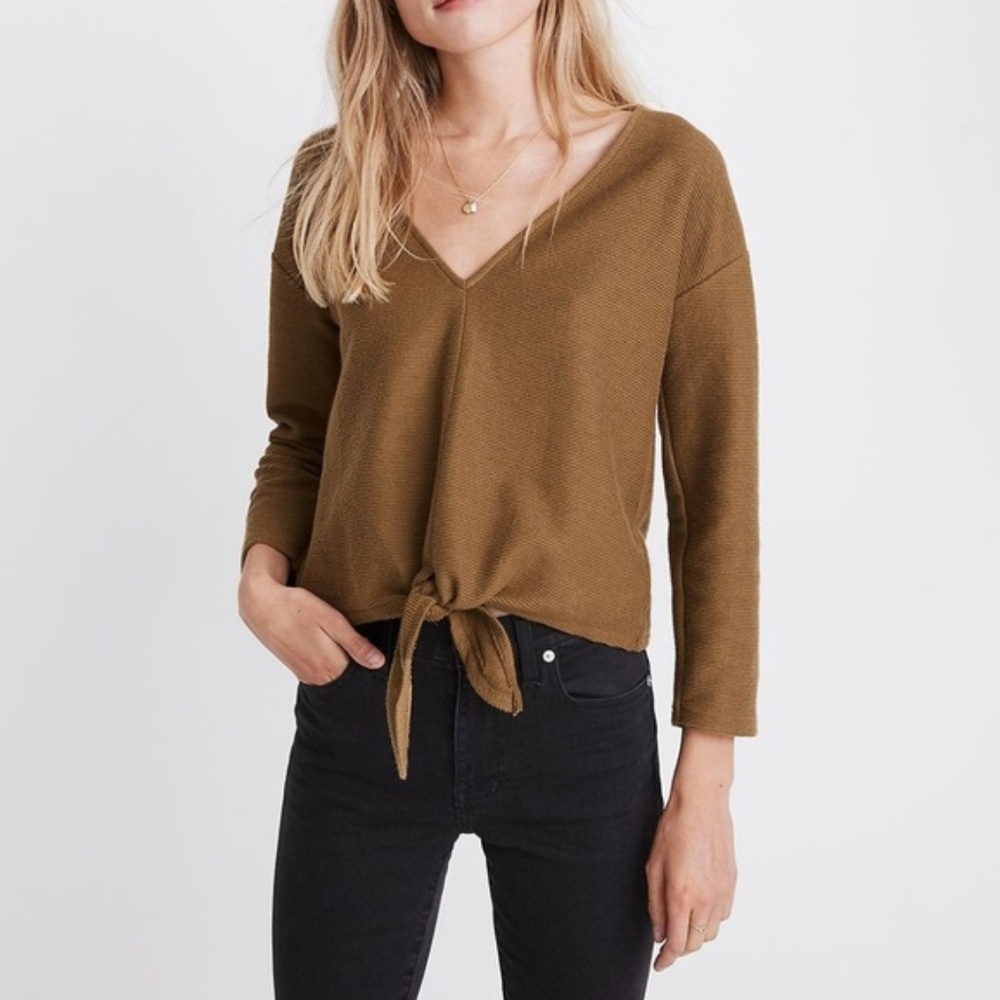NWT Madewell Plus Texture & Thread Tie Front Top